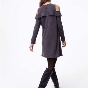 LOFT Ann Taylor Gray cold shoulder midi dress - shoulder cutouts - size Large
